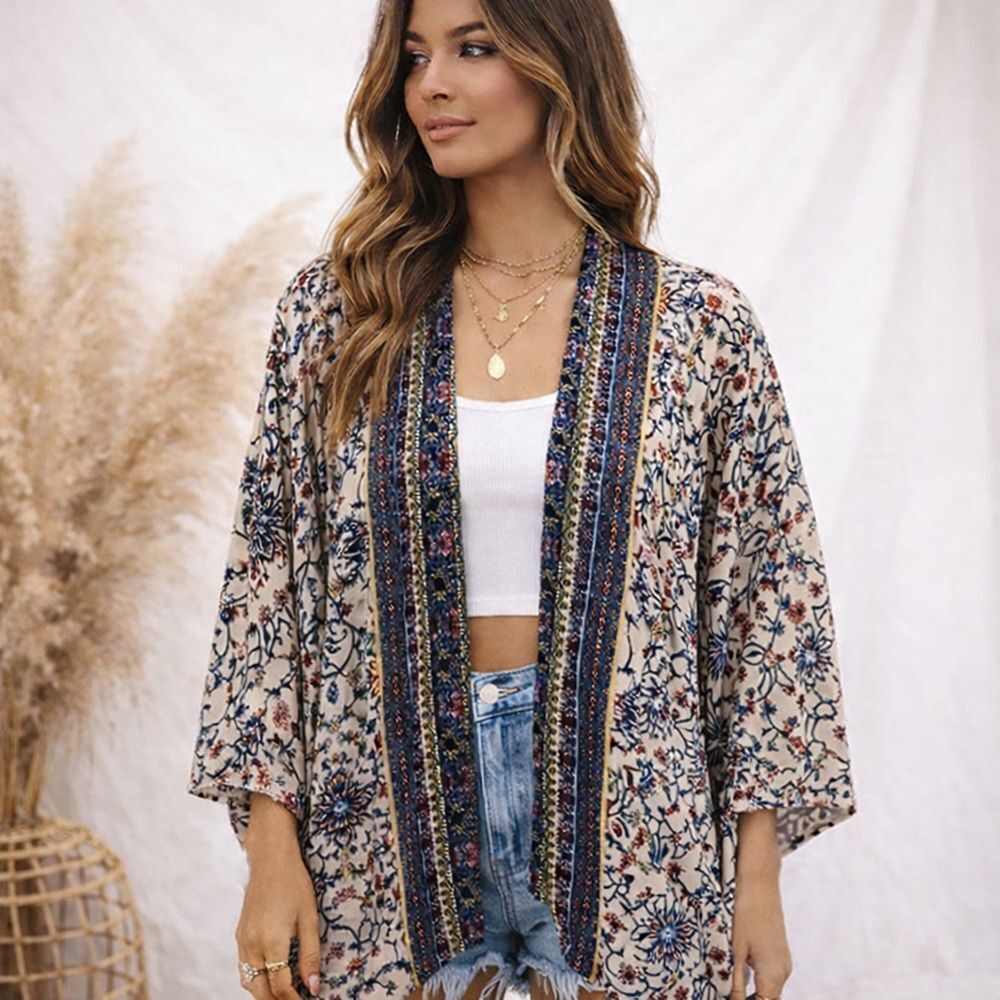 Gypsy Love Floral Geometric Size‎ Medium Duster Kimono